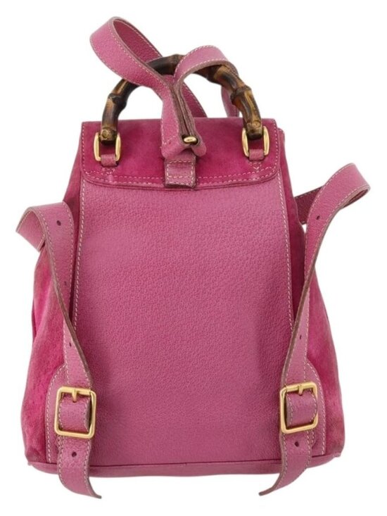 GUCCI Bamboo Backpack Suede Pink Gold 003 58 0030 Auth BA10647 main image 10